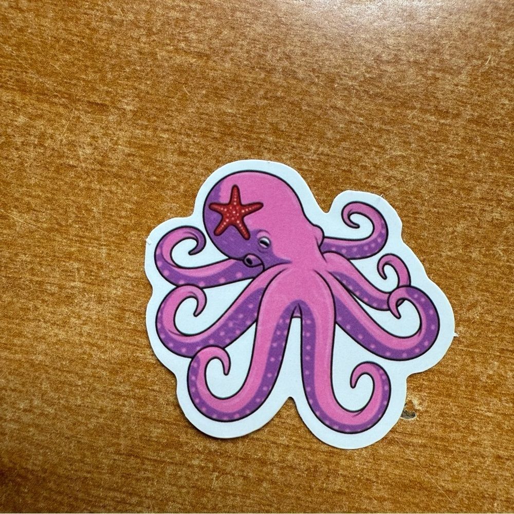 Pink Octopus Sticker‎
